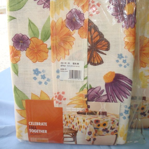ONE New 60" x 84" FABRIC TABLECLOTH Sunflowers Floral Nature Spring Summer Fall - Picture 15 of 16